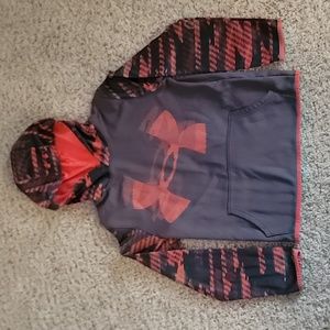 Under Armour, youth XL, gray and orange hooded sweatshirt. Like new condition.